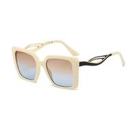 HPIRME Gafas de sol con montura degradada retro para mujer y hombre, huecas, UV400 (beige y azul)