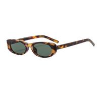 HPIRME Gafas de sol con montura ovalada pequeña para mujer, estilo retro, para hombre, para exteriores, conducción, fiesta, protección UV400 (verde leopardo)