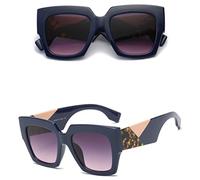 HPIRME Gafas de sol cuadradas de gran tamaño con parte superior plana para mujer, estilo veraniego degradado, gafas de sol para mujer, gafas cuadradas grandes para mujer UV400, azul, talla única