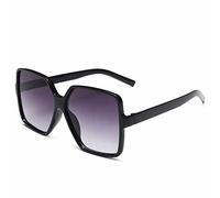 HPIRME Gafas de sol cuadradas de gran tamaño para mujer, gafas de sol con montura grande, gafas de sol con degradado de espejo para mujer, tonos de Hip Hop, C8 negro, gris doble, talla única