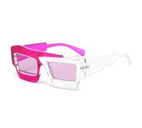 HPIRME Gafas de sol cuadradas para mujer, gafas de sol punk de dos colores, gafas de sol para hombre, gafas de sol retro UV400, morado, talla única