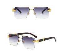 HPIRME Gafas de sol cuadradas sin montura con estampado Mujer Hombre Gafas de sol vintage Tonos de metal UV400, gris dorado, talla única