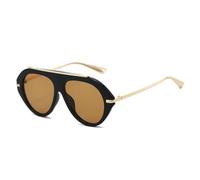 HPIRME Gafas de sol de aviador extragrandes de moda para mujer, gafas de sol UV400, gafas retro degradadas para hombre (té negro)