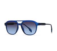 HPIRME Gafas de sol de lujo con doble puente para mujer y hombre, estilo retro, con degradado, UV400 (azul, gris y azul)