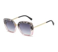 HPIRME Gafas de sol de lujo con montura grande de mariposa para hombre y mujer, estilo retro, ideales para viajes y actividades al aire libre, con protección UV400 (estampado leopardo rosa gris).