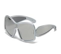 HPIRME Gafas de sol de lujo extragrandes para mujer, estilo mono de moda, para hombre, deportes al aire libre, conducción, protección UV400, estilo retro con remaches (espejo plateado).