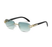 HPIRME Gafas de sol de lujo sin marco con montura degradada para mujer y hombre, con protección UV400 (verde dorado)