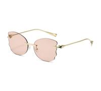 HPIRME Gafas de sol de lujo sin montura con forma de mariposa para mujer, color gelatina, protección UV400 para hombre (rosa dorado).