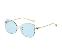 HPIRME Gafas de sol de lujo sin montura con forma de mariposa para mujer, color gelatina, protección UV400 para hombre (azul dorado).