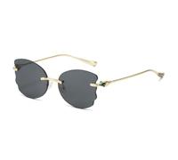 HPIRME Gafas de sol de lujo sin montura con forma de mariposa para mujer, color gelatina, protección UV400 para hombre (negro dorado).