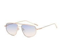 HPIRME Gafas de sol de metal con doble puente para mujer, de lujo, para exteriores, con protección UV400 (doradas, azules y amarillas)