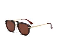 HPIRME Gafas de sol de moda con doble puente para mujer, estilo retro degradado punk, para hombre, con protección UV400 (Leopardo té).