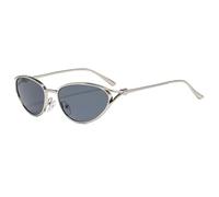 HPIRME Gafas de sol de moda estilo ojo de gato de metal con protección UV400 (gris plateado)