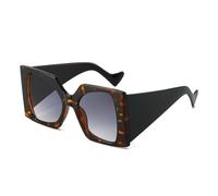 HPIRME Gafas de sol de moda extragrandes de doble color para mujer, estilo retro con degradado UV400 (Leopardo negro gris)