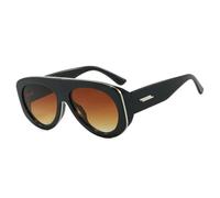 HPIRME Gafas de sol de moda para mujer, tonos caramelo, protección UV400, remaches retro, tamaño extragrande para hombre (degradado de té negro).
