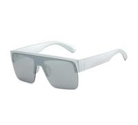 HPIRME Gafas de sol de moda sin montura para mujer, estilo vintage, con lentes de espejo degradadas, protección UV400 para hombre (plateadas con efecto espejo).