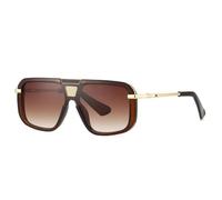 HPIRME Gafas de sol de montura grande estilo vintage con parte superior plana para mujer y hombre, estilo punk de lujo, UV400 (Té Té)