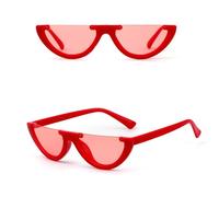 HPIRME Gafas de sol de ojo de gato de medio marco para mujer, gafas de sol con tinte amarillo retro vintage, lentes transparentes, C5, talla única