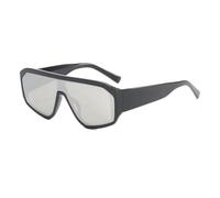 HPIRME Gafas de sol de una pieza de gran tamaño para mujer y hombre, modernas, con espejo, para conducir, con protección UV400 (negro y plateado)