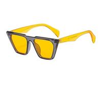 HPIRME Gafas de sol estilo ojo de gato, estilo retro, de lujo, a juego con el color, para mujer y hombre, con protección UV400 (gris y amarillo).