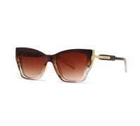 HPIRME Gafas de sol estilo ojo de gato para mujer, protección UV400, estilo retro con remaches, doble color, degradado (degradado marrón té).