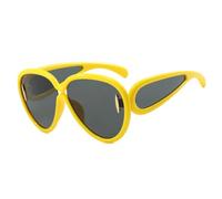 HPIRME Gafas de sol grandes estilo vintage para mujer, estilo punk, con protección UV400 (amarillo gris)