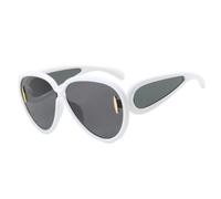 HPIRME Gafas de sol grandes estilo vintage para mujer, estilo punk, con protección UV400 (blanco y gris).
