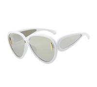 HPIRME Gafas de sol grandes estilo vintage para mujer, estilo punk, con protección UV400 (blanco y plateado).