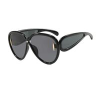 HPIRME Gafas de sol grandes estilo vintage para mujer, estilo punk, con protección UV400 (negro/gris).