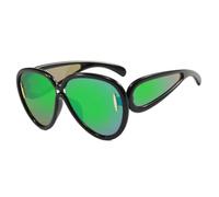 HPIRME Gafas de sol grandes estilo vintage para mujer, estilo punk, con protección UV400 (negro y verde).
