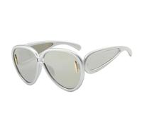 HPIRME Gafas de sol grandes estilo vintage para mujer, estilo punk, UV400 (plateadas)