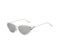 HPIRME Gafas de sol metálicas estilo ojo de gato de montura pequeña con patillas anudadas de estilo retro (Blanco Mercurio)
