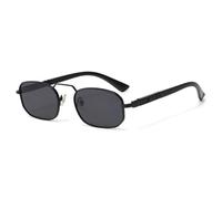 HPIRME Gafas de sol metálicas para hombre y mujer, a la moda, con lentes degradadas transparentes y protección UV400 (negro/gris).