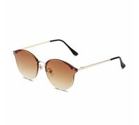 HPIRME Gafas de sol ovaladas de metal modernas para hombre y mujer, estilo retro punk, protección UV400 (Gold Tea).