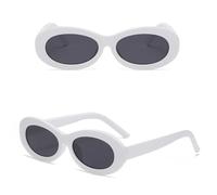 Gafas de Sol ovaladas para Mujer, Gafas de Sol Retro pequeñas Vintage, Gafas Femeninas, Blanco Gris, Talla única