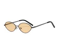 HPIRME Gafas de sol ovaladas pequeñas con montura metálica de moda en colores pastel, protección UV400 (Gris champán).