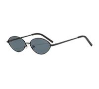HPIRME Gafas de sol ovaladas pequeñas con montura metálica de moda en colores pastel, protección UV400 (negro/gris)