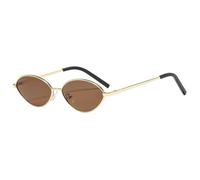 HPIRME Gafas de sol ovaladas pequeñas con montura metálica de moda en colores pastel y protección UV400 (té dorado)