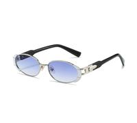 HPIRME Gafas de sol ovaladas retro para mujer, moda, lentes degradadas, UV400, hombre, punk (plata, negro, azul)