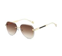 HPIRME Gafas de sol ovaladas sin marco con degradado para mujer, estilo punk, de lujo, estilo urbano, con protección UV400 (marrón dorado).