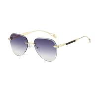 HPIRME Gafas de sol ovaladas sin marco con degradado para mujer, estilo punk, de lujo, estilo urbano, con protección UV400 (gris dorado).