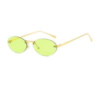 HPIRME Gafas de sol ovaladas sin marco con remaches, modernas, estilo urbano, con protección UV para mujer (verde)