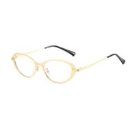 HPIRME Gafas de sol ovaladas vintage para mujer, estilo punk, protección UV400, montura metálica con lentes transparentes (doradas transparentes).