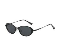 HPIRME Gafas de sol ovaladas vintage para mujer, estilo punk, protección UV400, montura metálica con lentes transparentes (negro/gris).