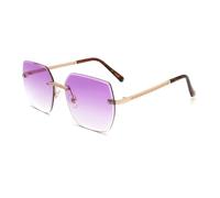 HPIRME Gafas de sol para mujer sin marco UV400, de gran tamaño, con degradado, de lujo, de metal (té)