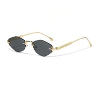HPIRME Gafas de sol pequeñas estilo punk para hombre, con montura metálica, ideales para fiestas y actividades al aire libre, protección UV400 (C01 Oro Negro)