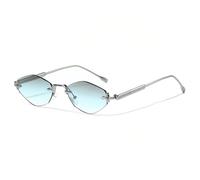 HPIRME Gafas de sol pequeñas estilo punk para hombre, con montura metálica, ideales para fiestas y actividades al aire libre, protección UV400 (C04 Plata Azul)