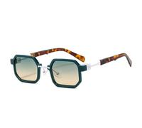 HPIRME Gafas de sol pequeñas estilo punk para mujer, moda, doble color, UV400, degradado para hombre (verde té verde).