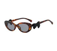 HPIRME Gafas de sol pequeñas ovaladas con decoración de lazo retro para mujer, protección UV400 (ámbar gris)