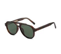 HPIRME Gafas de sol polarizadas de doble puente para hombre, estilo retro, con lentes degradadas UV400 (Leopardo verde oscuro)